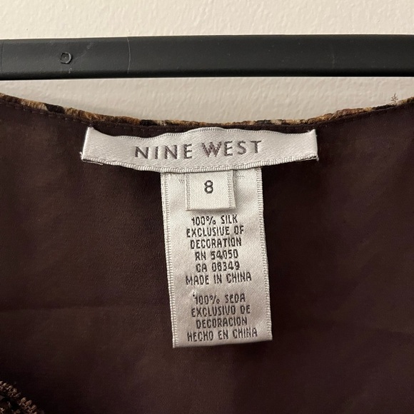 100% Silk Nine West Brown Beaded Tank Top - Picture 2 of 5